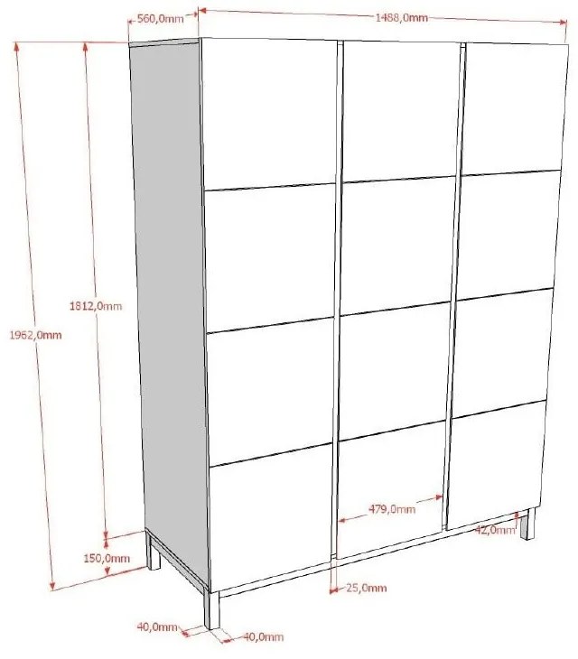 Biała szafa dziecięca 149x196x58 cm Eva – Vipack