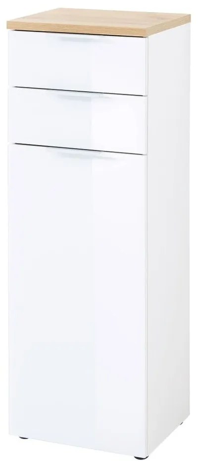 Biała wysoka szafka łazienkowa w dekorze dębu 39x112 cm Pescara – Germania