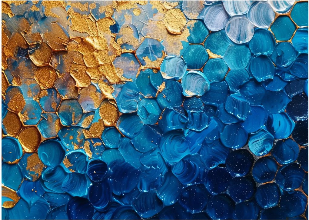 Obraz - Niebiesko-złoty obraz (70x50 cm)