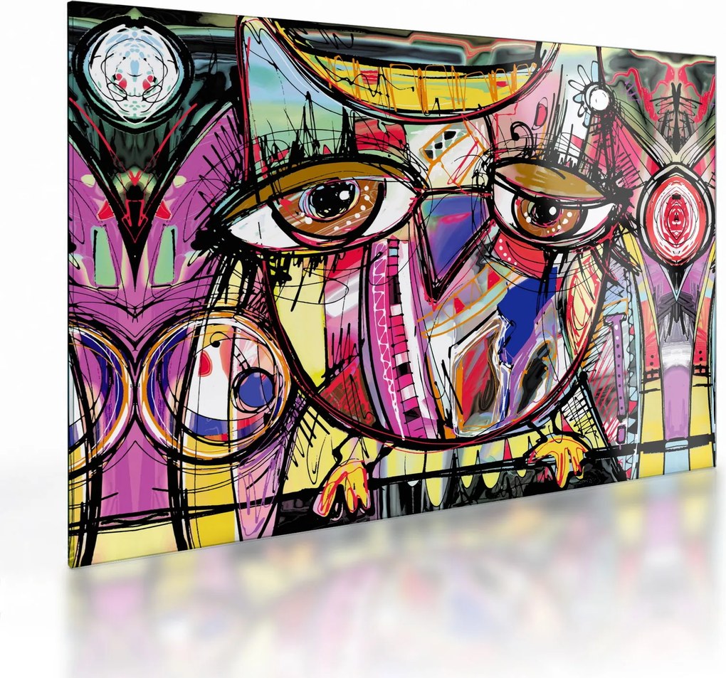 Obraz na szkle - Street art - sowa (70x50 cm)