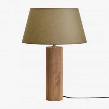Lampa Stołowa Z Drewna Mango Carolina Drewno Mango & Sage Green Ø40 Cm Monaco - Sklum