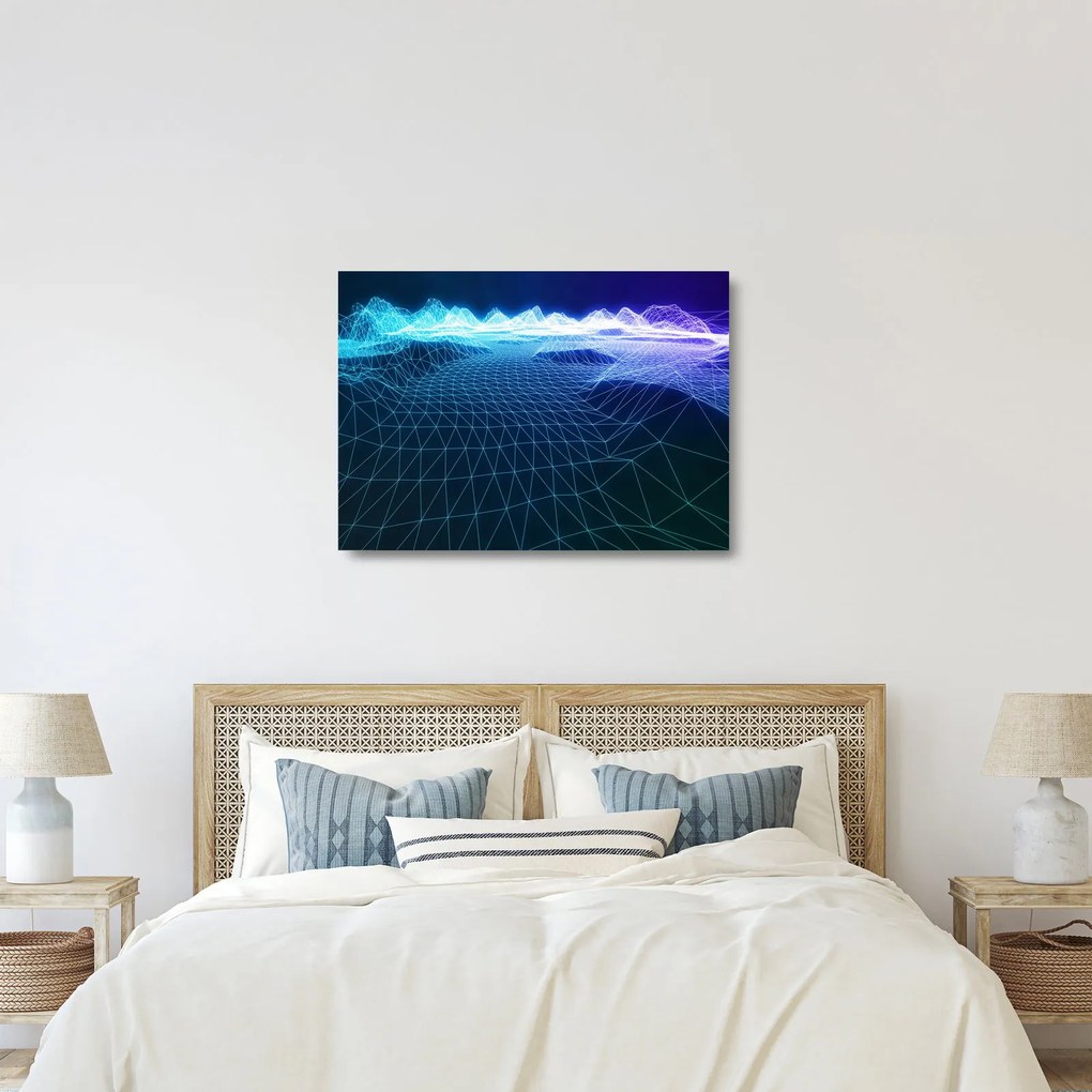 Obraz na szkle - Góry w modelu komputerowym (70x50 cm)
