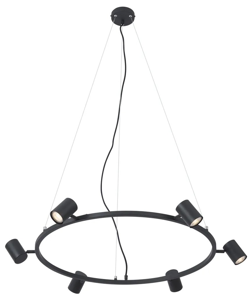 Nowoczesna lampa wisząca czarna 6-punktowa - Jeana Circle Nowoczesny Oswietlenie wewnetrzne