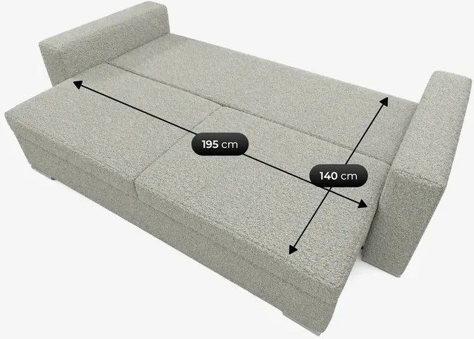 Sofa z Funkcją Spania DRAVOS Szara Boucle Nowoczesna