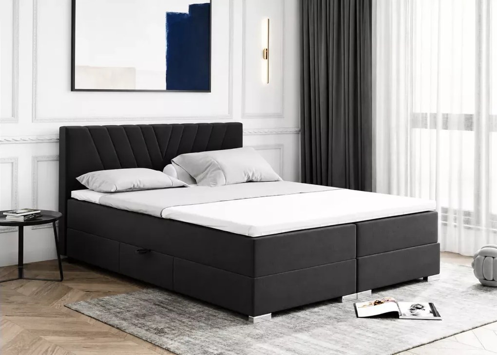 Łóżko kontynentalne Scala boxspring z pojemnikiem materac bonellowy 140/160/180x200