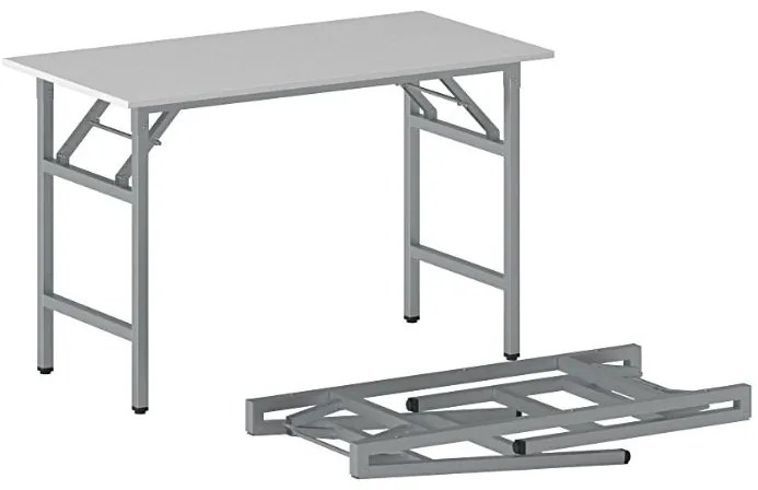 Stół konferencyjny FAST READY, 120x60 cm, szaro-srebrna podstawa, szary