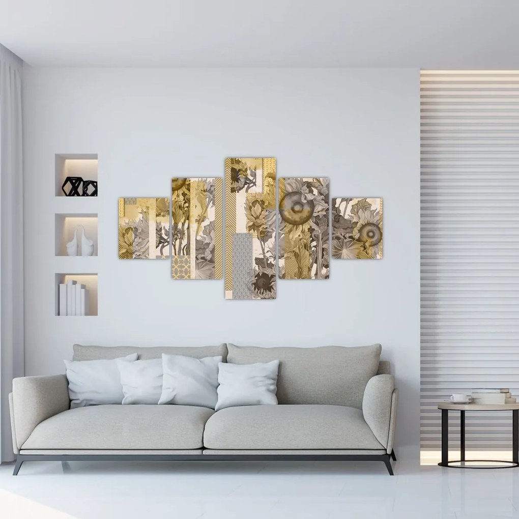 Obraz - Kolaż ze słonecznikami (125x70 cm)