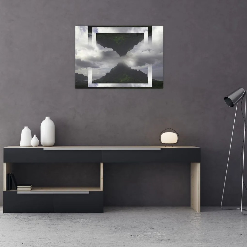 Obraz na szkle - Góry na Islandii, geometryczny kolaż (70x50 cm)