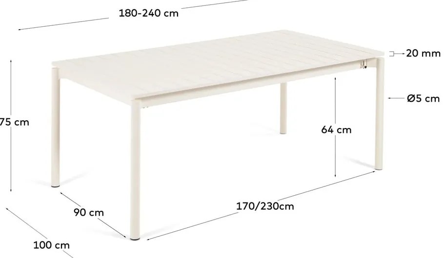 Aluminiowy stół ogrodowy 100x180 cm Zaltana – Kave Home
