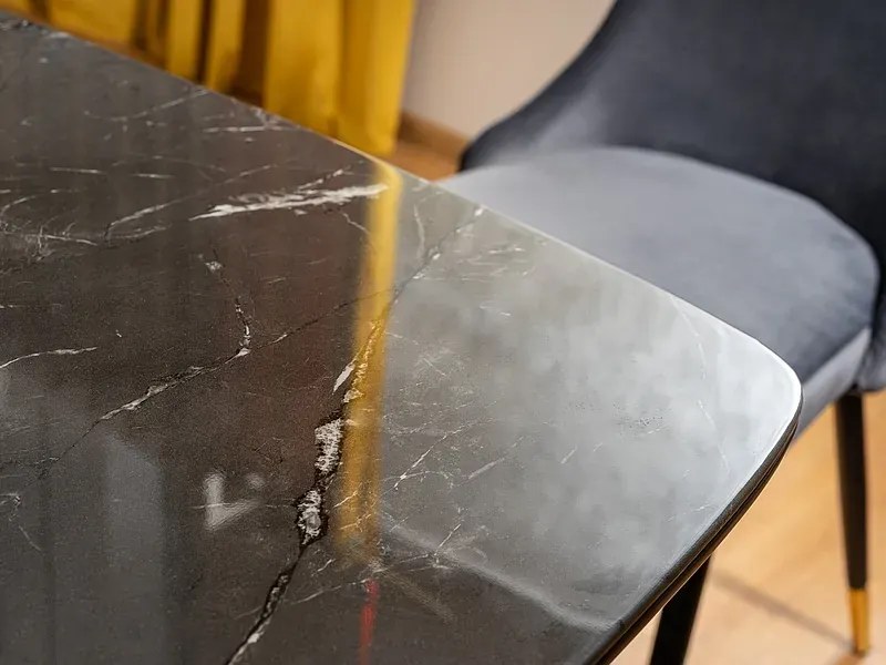 STÓŁ CYRYL I CZARNY EFEKT KAMIENIA/CZARNY/ZŁOTY STLEAŻ 140X80 SIGNAL