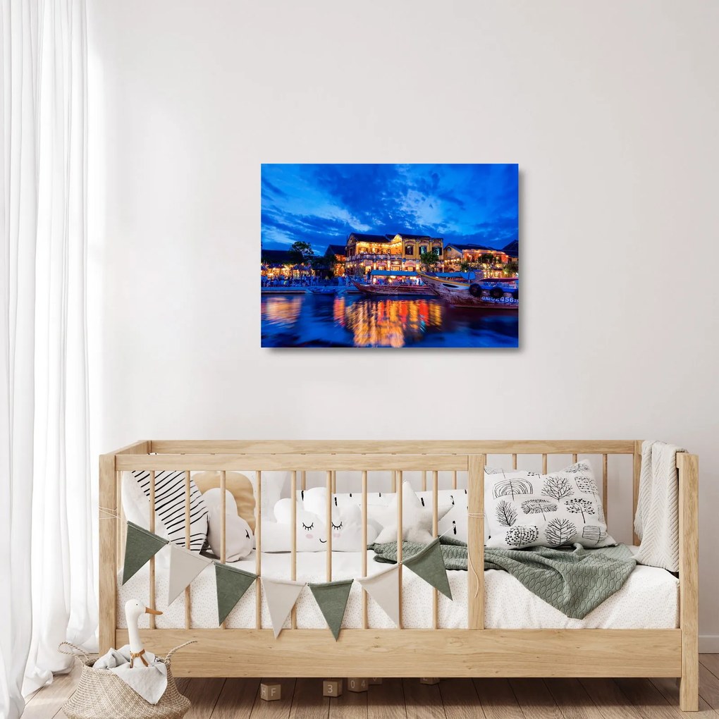 Obraz na szkle nocnego miasta Hoi An w Wietnamie (70x50 cm)
