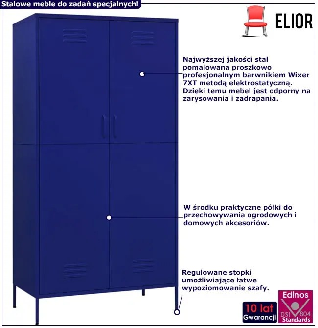 Granatowa szafa stalowa wielofunkcyjna D3-T46