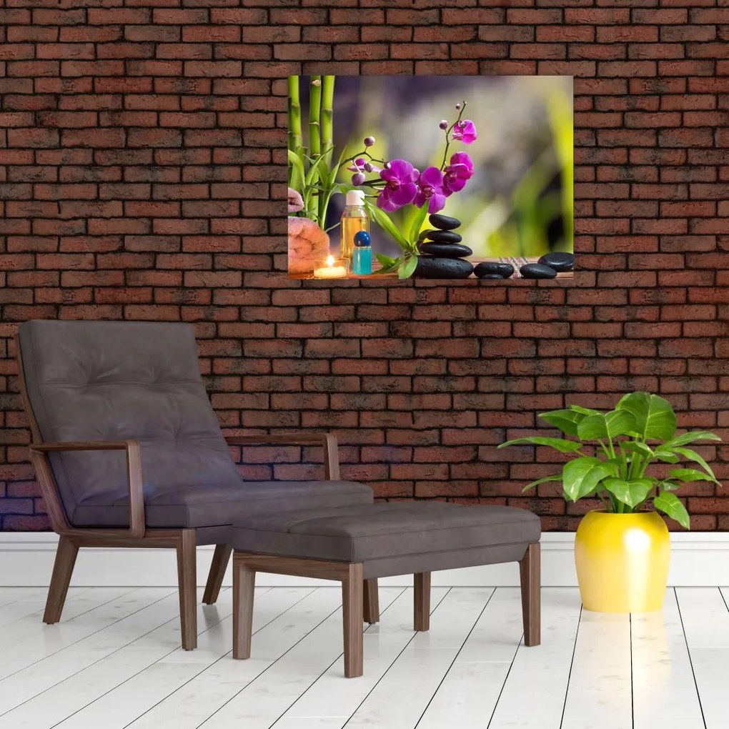 Obraz na szkle - spa and stones (70x50 cm)