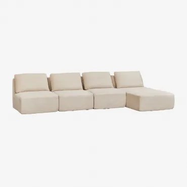 Sofa Modułowy Z Prawym Szezlongiem, 4-częściowy, Welurowy, Pakowany Próżniowo Temple Sztruks Beż Lniany - Sklum