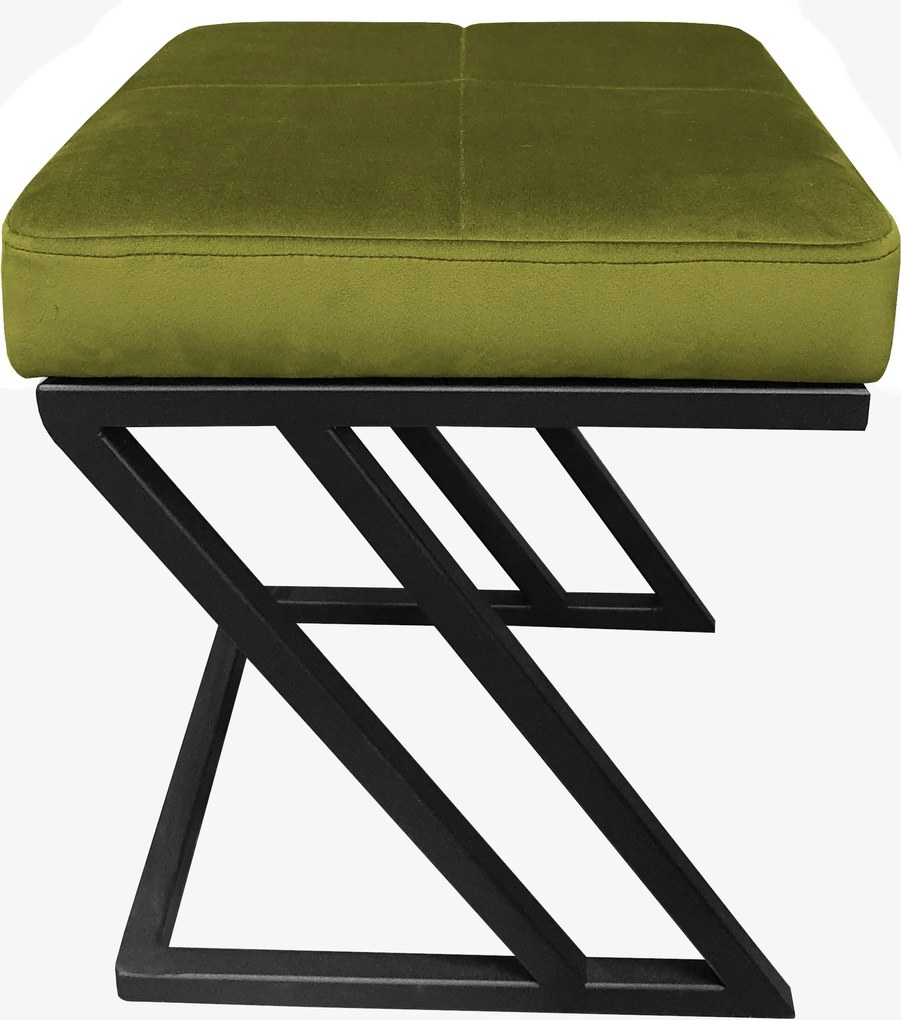 Pufa ZETA tkanina Welur loft ławka podnóżek metal : Kolor Stelaża - Czarny , Kolor tkaniny - VELVET - BL75, Typ tkaniny - Velvet