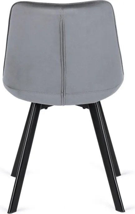 Zestaw Stół Prostokątny Rozkładany CLARK 120-160 cm Czarny/Biały Połysk i 4 Krzesła Tapicerowane do Salonu RICK Szare Welurowe