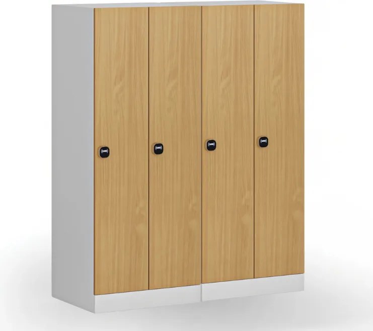 Szafa ubraniowa S1 obniżona 2-drzwiowa, 1500 x 600 x 500 mm, demontaż, zamek RFID, drzwi laminowane, biała