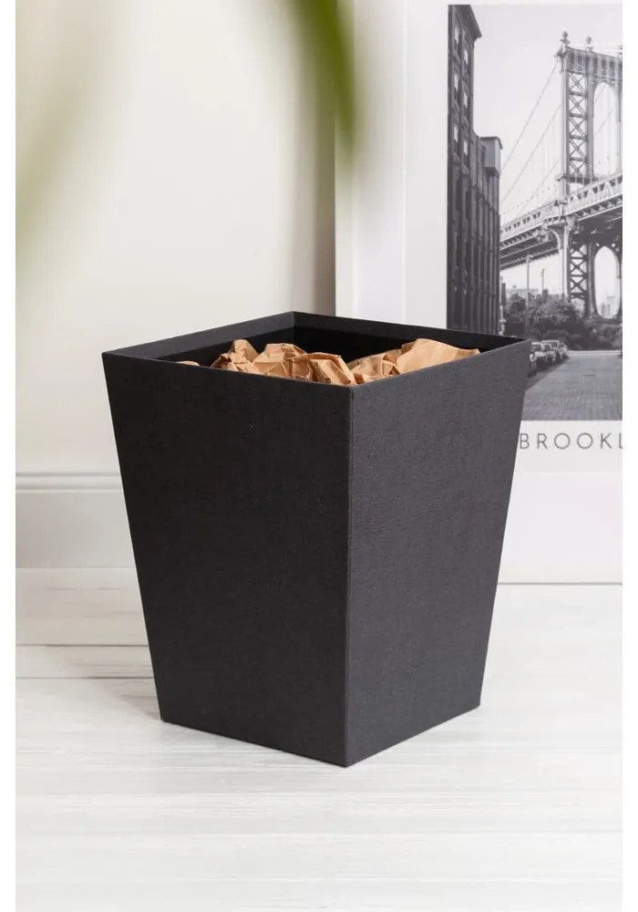Czarny biurowy kosz na śmieci Sofia Canvas Paper Laminate – Bigso