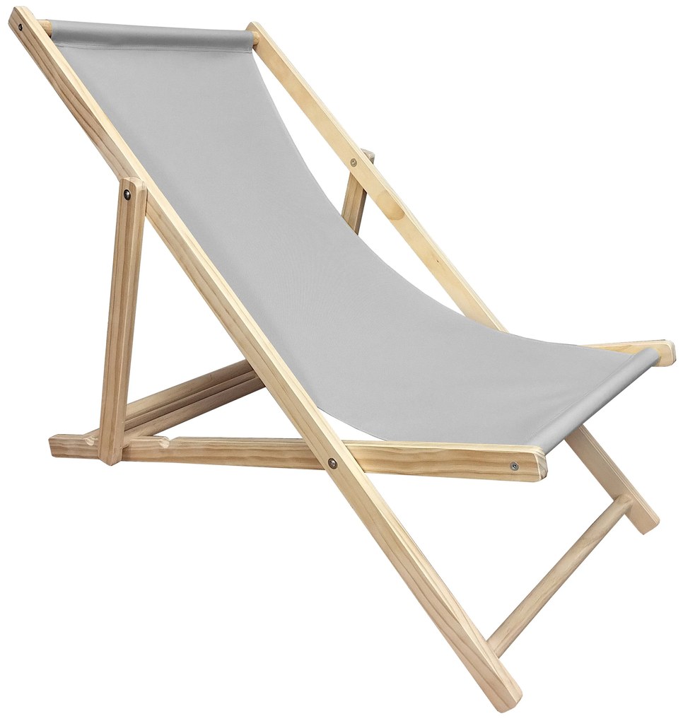 Leżak Drewniany Szary – Regulowany 3 Pozycje