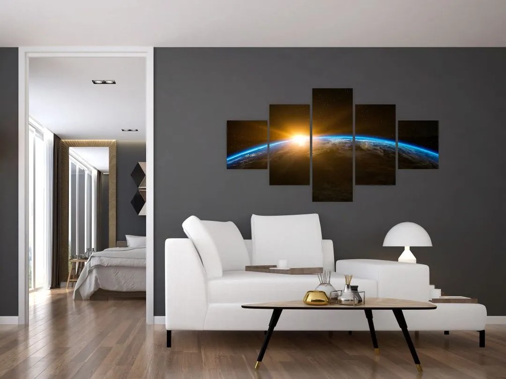 Obraz planety Ziemi z kosmosu (125x70 cm)