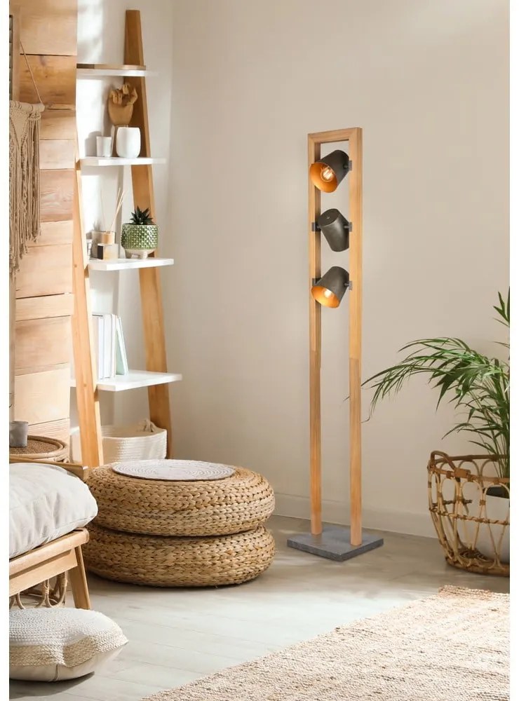 Lampa stojąca w naturalnym kolorze z metalowym kloszem (wysokość 150 cm) Bell – Trio