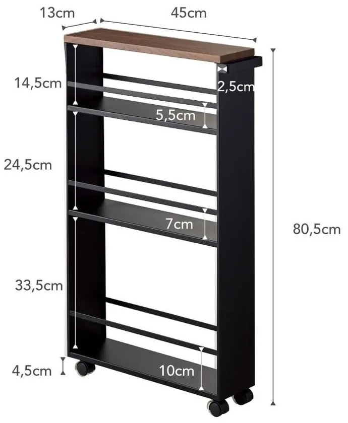 Czarny metalowy regał łazienkowy 47,5x81 cm Tower – YAMAZAKI