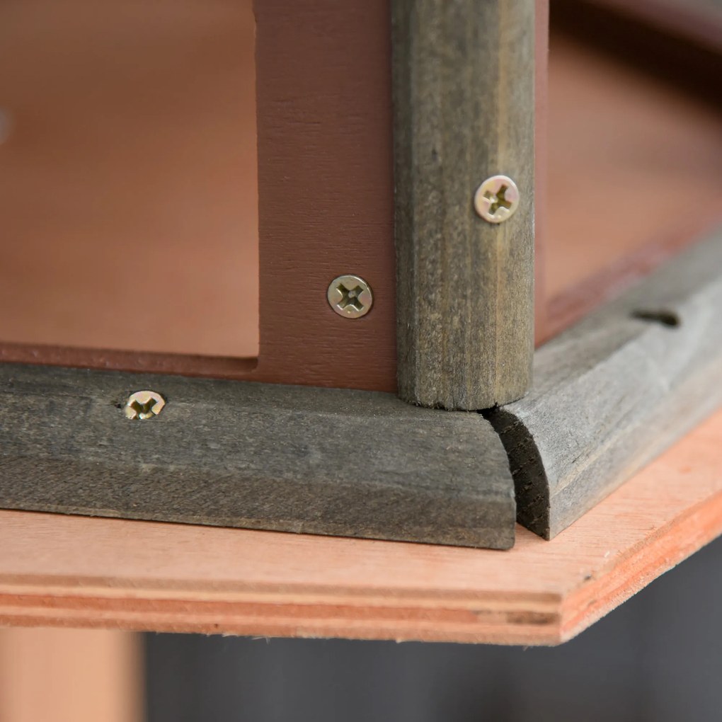 Elegancki drewniany karmnik dla ptaków na stojaku PawHut z wodoodpornym dachem, naturalny