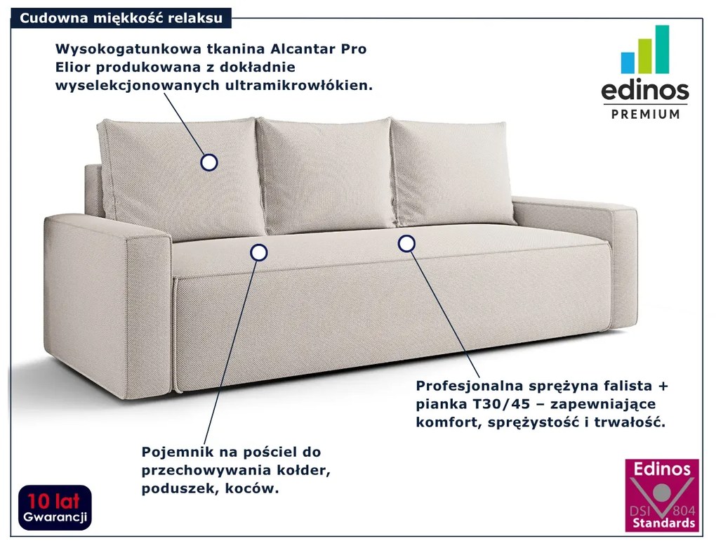 Kremowa rozkładana sofa z pojemnikiem W8-T74