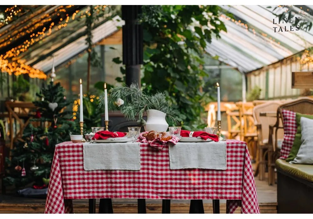 Lniany obrus 140x140 cm Red Gingham – Linen Tales