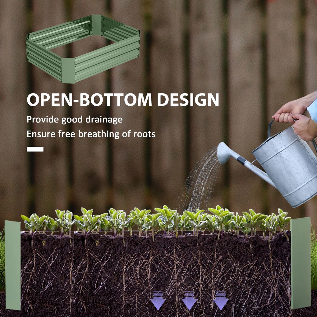 Outsunny Podwyższona grządka z ocynkowanej stali, ogródek warzywny, skrzynia ogrodowa na kwiaty, 120 x 90 x 30 cm, Ciemnozielona