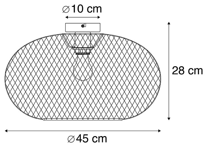 Nowoczesna lampa sufitowa czarna 45 cm - Mesh Ball Nowoczesny Oswietlenie wewnetrzne