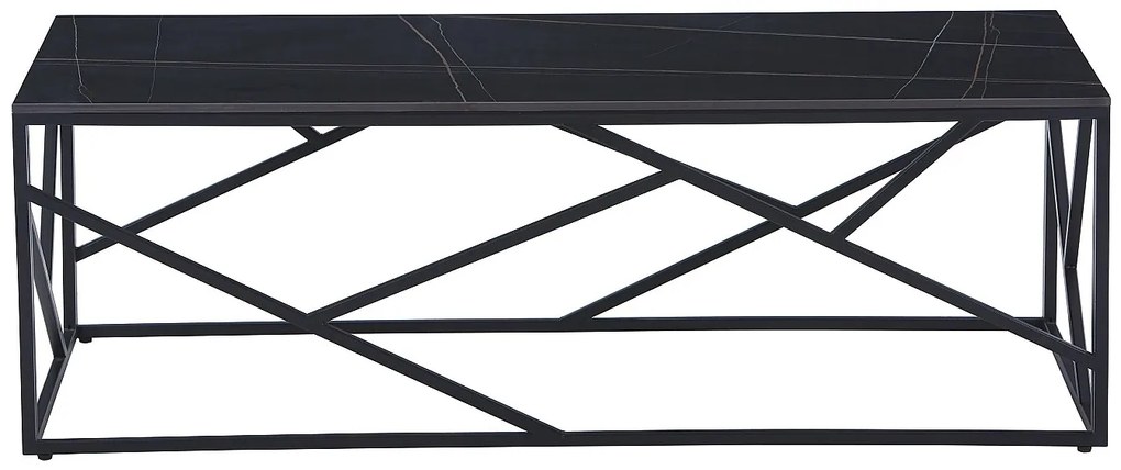 Stolik kawowy z ceramiki i metalu - Efekt czarnego marmuru - MELRONE Pascala Morabito