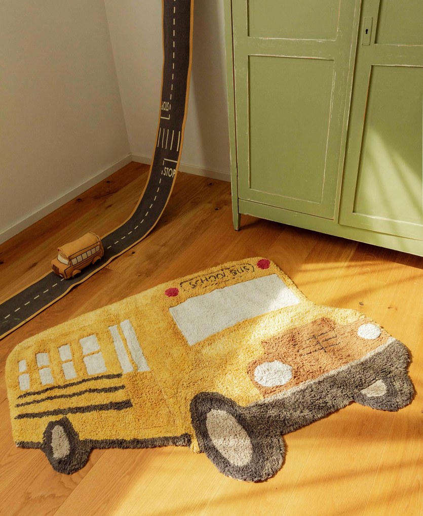 Dywan dziecięcy WESOŁY AUTOBUS 130x90cm żółty LORENA CANALS