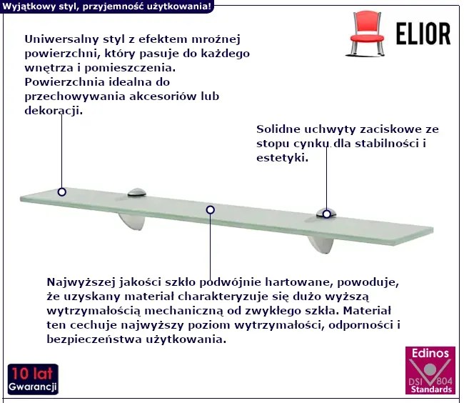 Mleczna podwieszana półka szklana 60x10 - Imker