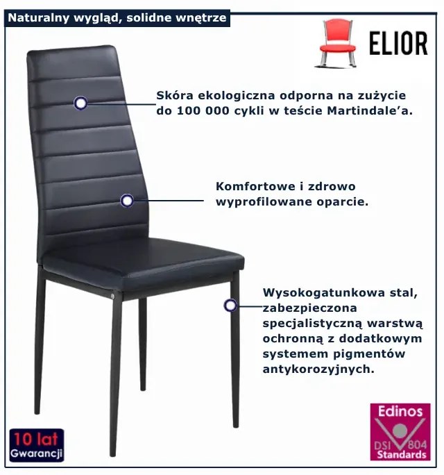 Tapicerowane czarne nowoczesne krzesło z ekoskóry - Zenida