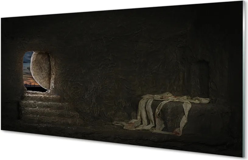 Panel szklany do Kuchni Jaskinia z Symbolami Krzyża