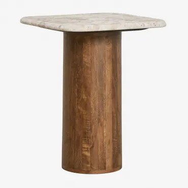 Zestaw 2 Kwadratowych Stolików Nocnych 40x40 Cm Z Marmuru I Drewna Mango Merieines ↑50 Cm - Sklum