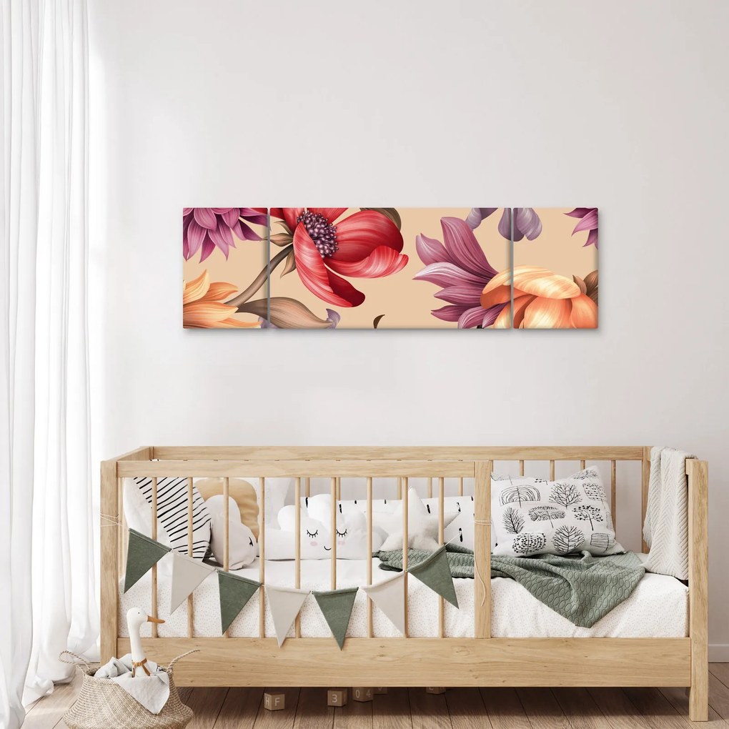 Obraz - Vintage Flowers (170x50 cm)