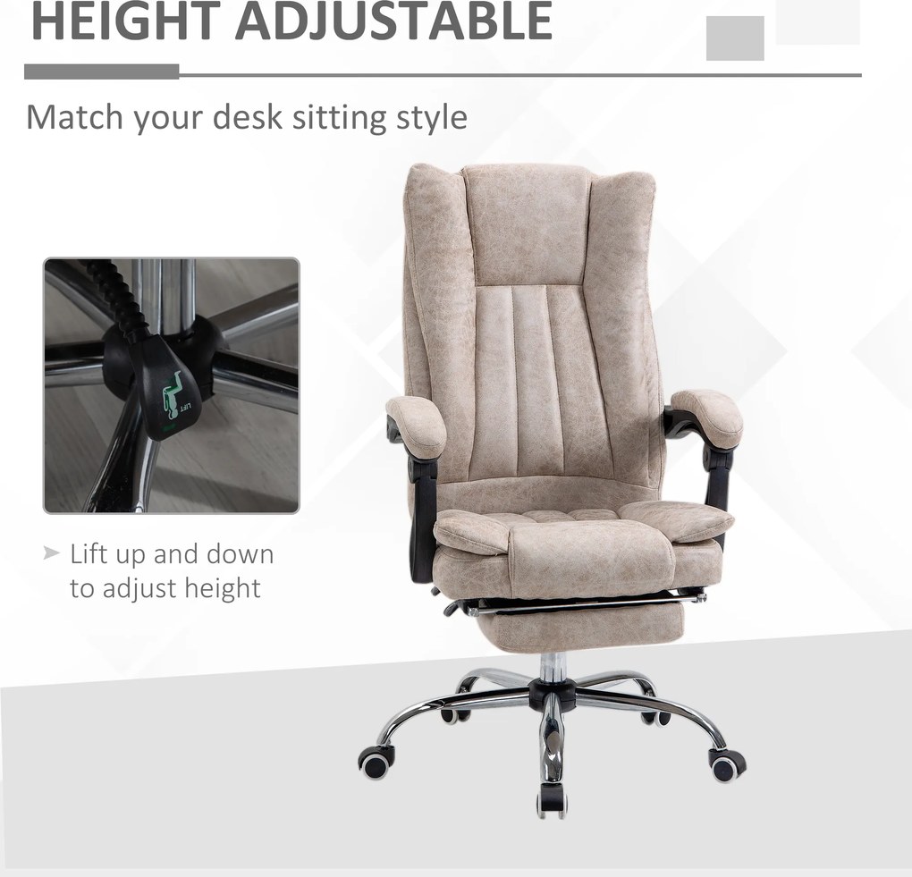 Vinsetto Fotel biurowy komputerowy z regulacją wysokości nowoczesny design mikrofibra czarny i beżowy | Aosom PL