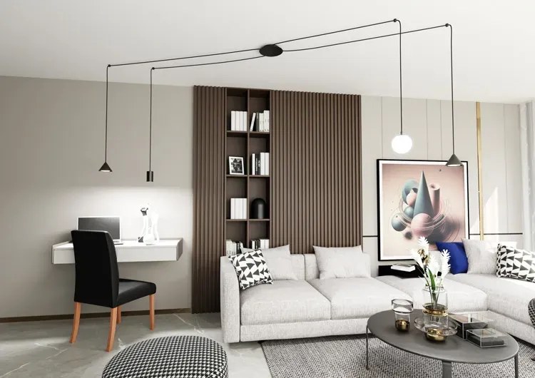 Czarna duża wisząca lampa pająk - 2X D131 S1-W63
