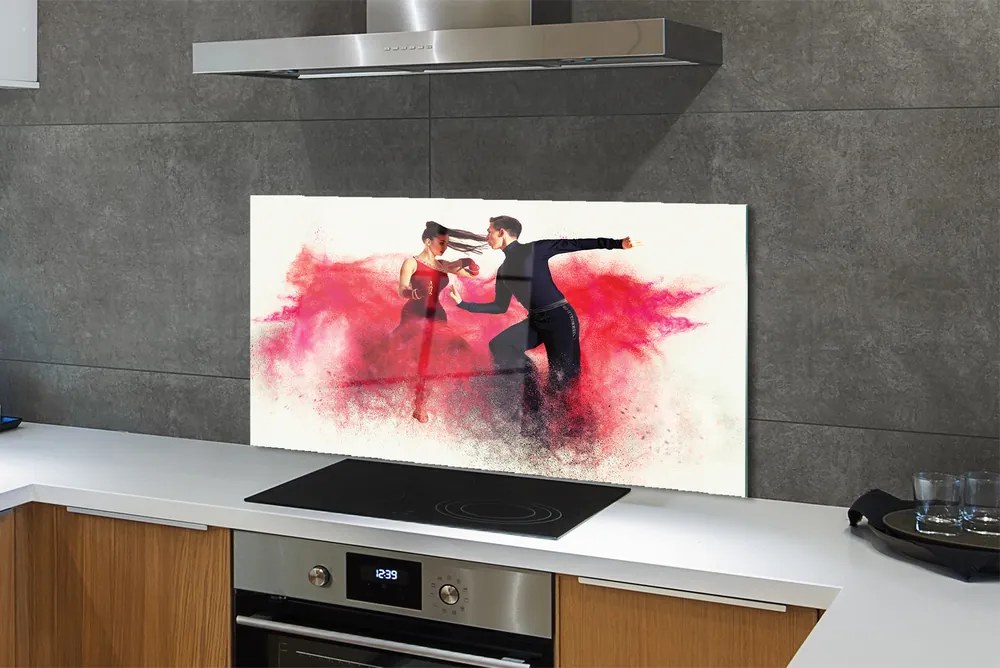 Szklany Panel Taniec w Czerwonym Dymie