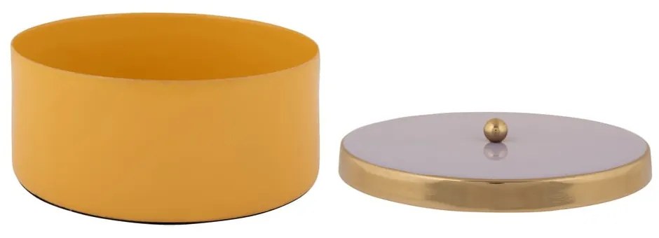 Żółty metalowy pojemnik dekoracyjny ø 16x6 cm Double Funky – PT LIVING