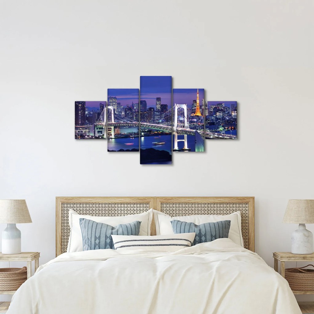 Obraz wielkiego miasta nocą (125x70 cm)