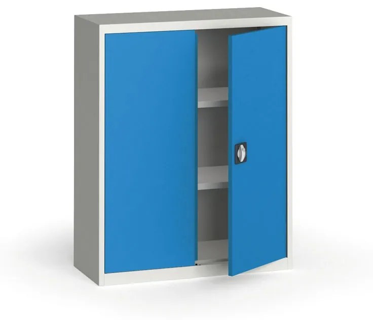 Szafa metalowa, 1150 x 950 x 400 mm, 2 półki, szara/niebieska