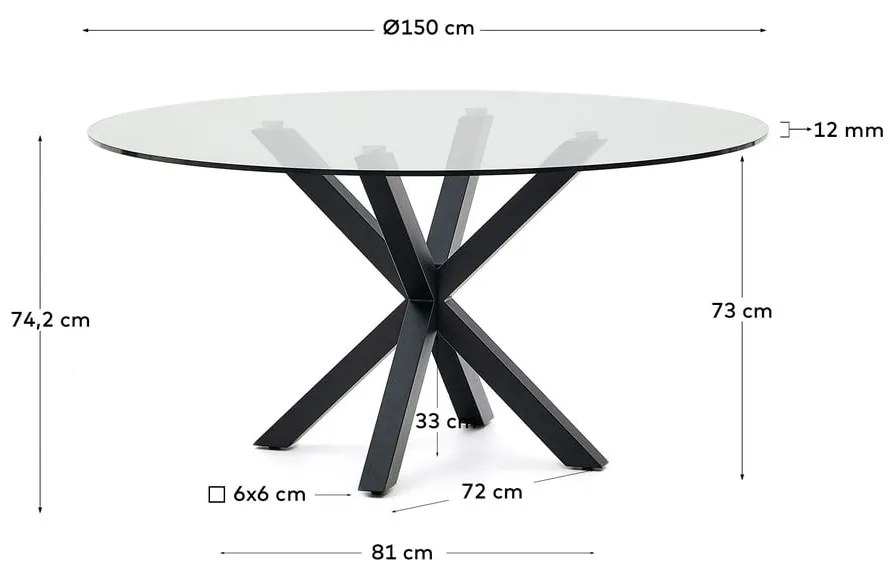 Okrągły stół ze szklanym blatem ø 150 cm Argo – Kave Home