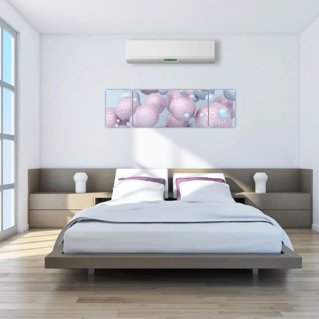Malarstwo abstrakcyjne - Pastelowe kule (170x50 cm)