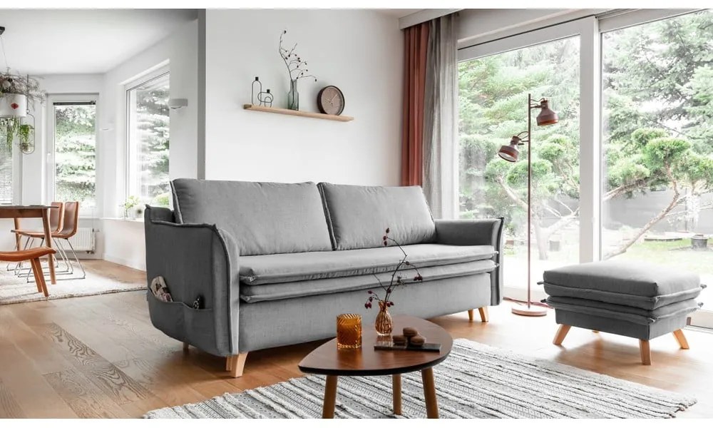 Szara rozkładana sofa 225 cm Charming Charlie – Miuform