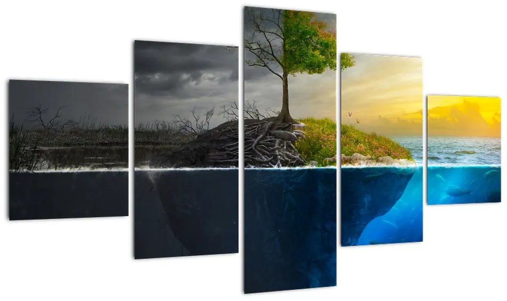 Obraz przedstawiający dwie strony (125x70 cm)