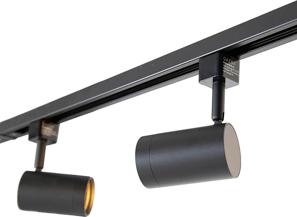 Nowoczesny system oświetlenia szynowego wiszącego z 5 reflektorami czarny 1-fazowy - Iconic Jeana