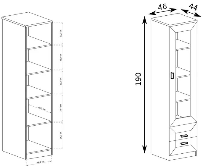 Witryna jednodrzwiowa dąb lefkas T7-W07